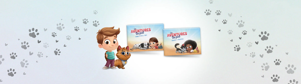 Hourra Héros propose désormais un livre personnalisé qui met en vedette votre enfant et son animal de compagnie ! Personnalisez-les et choisissez 10 aventures hilarantes comme sauter en parachute ou visiter la planète Mars.