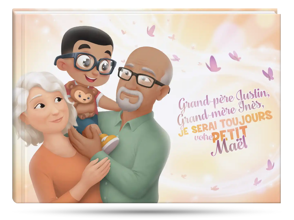 Voici une idée cadeau pour Mamie et Pépé : un livre d'histoires personnalisées.