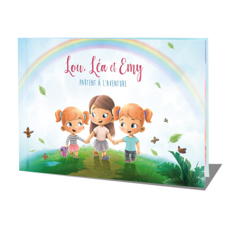 De belles histoires attendent vos trois enfants dans ce livre personnalisé pour les fratries.