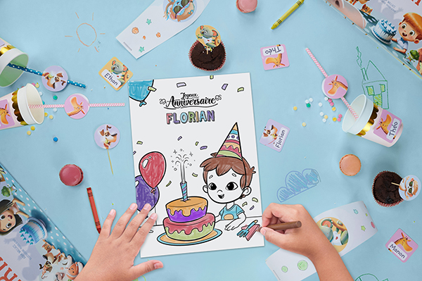 Coloriage d'anniversaire personnalisé gratuit  - Hourra Héros